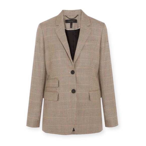 Rag & Bone Rona Houndstooth Plaid Wool Blazer - Picture 1 of 5